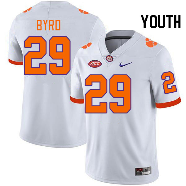 Youth #29 Chase Byrd Clemson Tigers College Football Jerseys Stitched-White